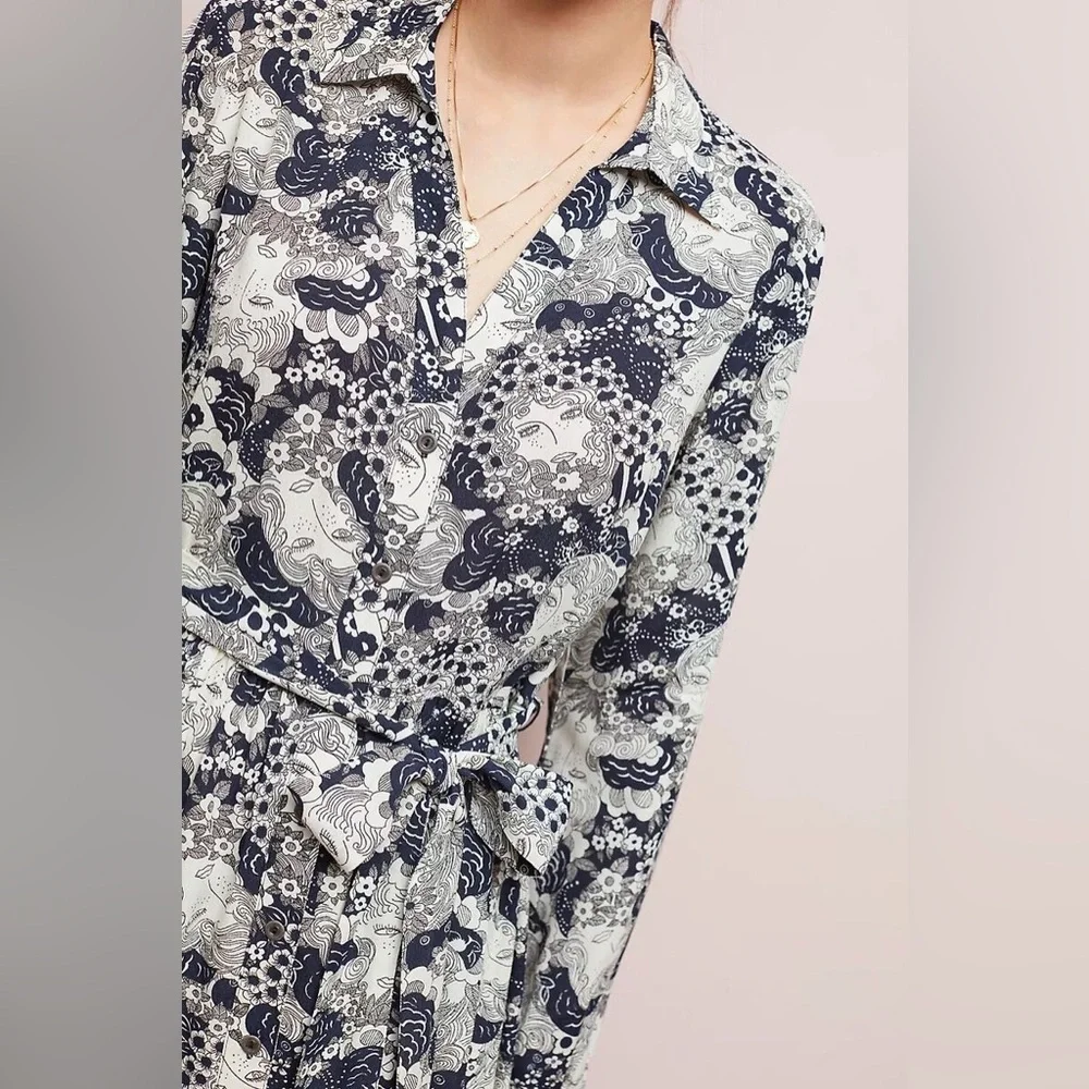 Anthropologie Conversations Colloquial Long-Sleeved Shirtdress - Picture 2 of 3